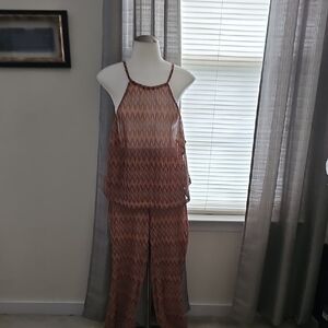 Eloquii Zigzag Jumpsuit - Brown